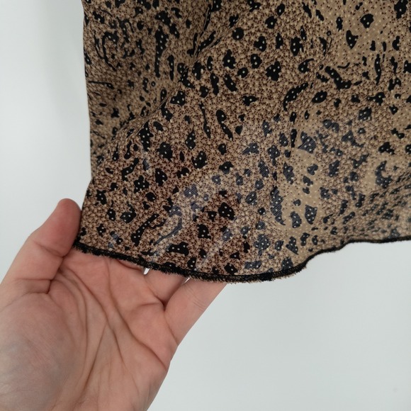 Y2K Sheer Leopard Print Cami Top Womens L Brown Black Boho Layering Dainty 2000s - Picture 4 of 10